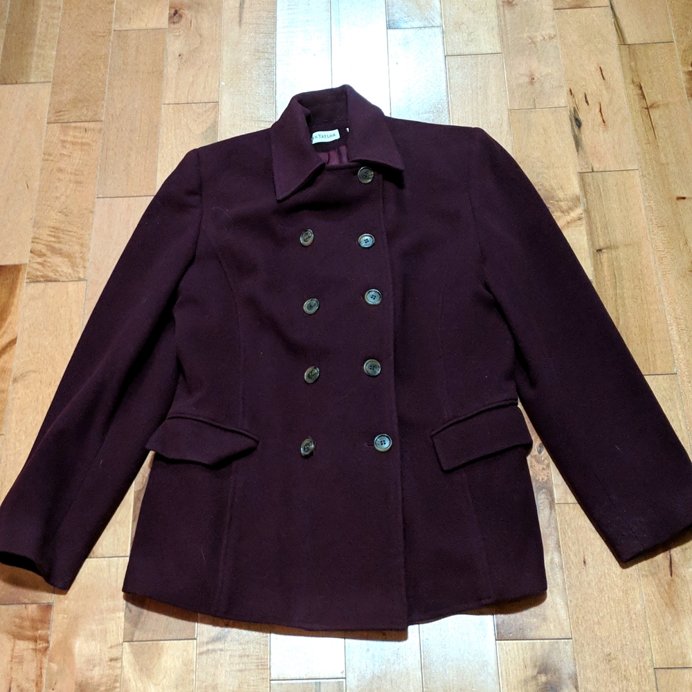 Women's Double-Breasted Wool Coat - Purple